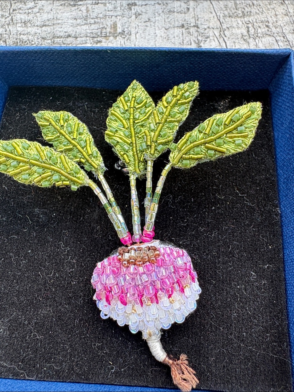 Pink & Green Turnip Embellished Brooch - Picture 2 of 5